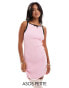 ASOS DESIGN Petite knitted mini dress with tipping and bow detail in pink