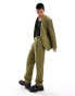 Viggo casual suit jacket in quilted khaki co-ord