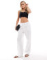 Vero Moda Petite tie waist wide leg trouser in white