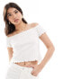 ASOS DESIGN off shoulder short sleeve top with lace trim in white