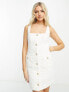 Miss Selfridge bridal boucle pinny dress with pearl details in white