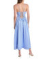 Lucy Paris Charlotte Midi Dress Women's Blue Xs