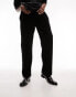 Topman straight leg velour pintuck jogger in black