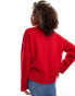 Bershka chunky crew neck jumper in red