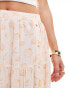 Miss Selfridge Petite button detail tiered maxi skirt in seashells print