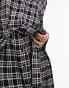 Topshop tie front mini shirt dress in check