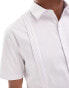 ASOS DESIGN smart short sleeve slim shirt with pleating in white