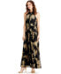 Metallic-Print Pleated Blouson Gown