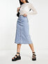 Stradivarius denim tube skirt in light blue