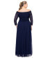 Plus Size Lace Off-The-Shoulder 3/4-Sleeve Gown