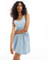 ASOS DESIGN denim v waist mini dress in bleach