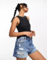 Vila racer neck slinky vest top in black