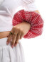 DesignB London double layer gingham scrunchie in red