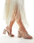 Be Mine Wide Fit Bridal Adilette asymmetric strap block heel sandals in blush