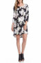 Karen Kane Women's Floral Ballet Neck Swing Dress Black White XS