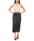 Women's Faux-Leather Front-Slit Midi Skirt