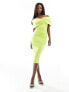 True Violet ruffle shoulder midi dress in lime