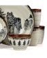 Majestic Wolf 16 Piece Luxurious Stoneware Dinnerware Set