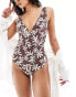 & Other Stories square neck floral print swimsuit in brown