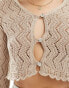 River Island crochet button up cardigan in gold