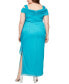 Plus Size Draped Cold-Shoulder Evening Dress