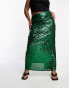 Extro & Vert Plus sequin maxi skirt in emerald green