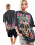 ASOS DESIGN unisex oversized band tee in washed black with Guns N Roses skull graphic prints