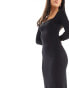 Miss Selfridge long sleeve square neck super soft bodycon maxi dress in black