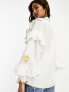 Never Fully Dressed ruffle sleeve embroidered shirt in white