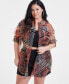 Trendy Plus Size Printed Organza Oversized Shirt