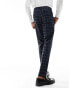 ASOS DESIGN skinny windowpane check suit trouser in navy