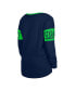 Women's College Navy Seattle Seahawks Lace-Up Notch Neck Long Sleeve T-shirt