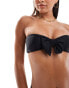 Miss Selfridge bow front bandeau bikini top in black