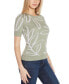 Women's Floral Jacquard Short Sleeve Sweater