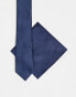 ASOS DESIGN tie and pocket square in navy