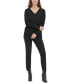 Calvin Klein Women's Studded V Neck Long Sleeve Sweater Black S