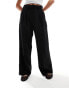 Vero Moda Petite wide leg dad trousers in black