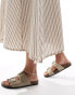 Pull&Bear suede double strap sandal in beige