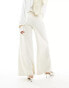 ASOS EDITION premium textured jersey wide leg trouser with asymmetric waistband in cream