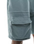 ASOS DESIGN unisex co-ord oversized utility short in washed teal with cargo pockets