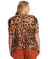 Plus Size Animal Print Puff-Sleeve Blouse