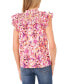 Women's Printed Cotton Ruffled Smocked-Yoke Blouse