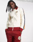 Sergio Tacchini zip through track top with boucle branding in ecru