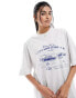 ASOS DESIGN oversized t-shirt with harbour boat graphic in ice marl