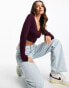 Pacsun pointelle long sleeve v-neck top in wine