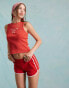 Miss Selfridge tipping detail shorts in red