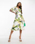 AX Paris flutter sleeve wrap midi dress in floral