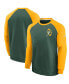 Men's Green and Gold Green Bay Packers Historic Raglan Crew Performance Sweater