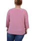 Plus Size 3/4 Sleeve Cutout Top