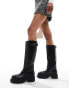 ASOS DESIGN Ciao premium leather chunky riding knee boots in black